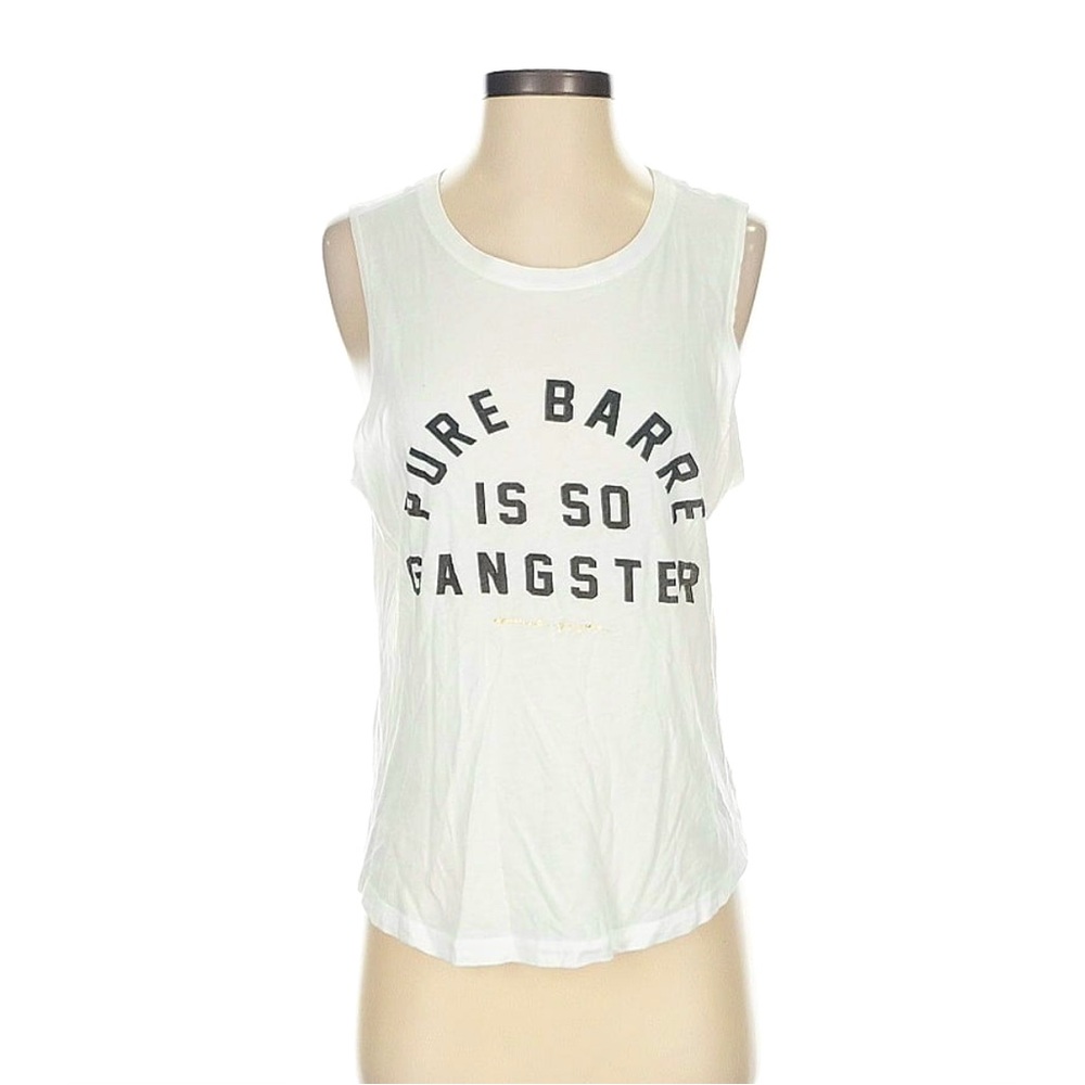 Pure Barre is so gangster Bold White Muscle Tee.